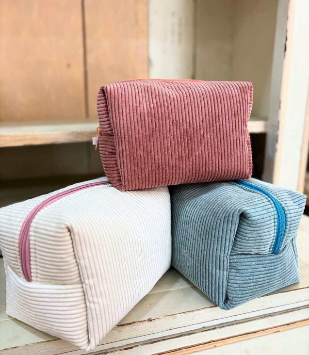 Trousse size grande - rosa, bianca e azzurra