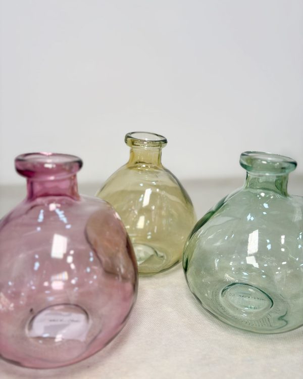 vasi colorati in vetro tondi